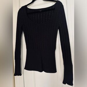 Express Black Textured Knit Top